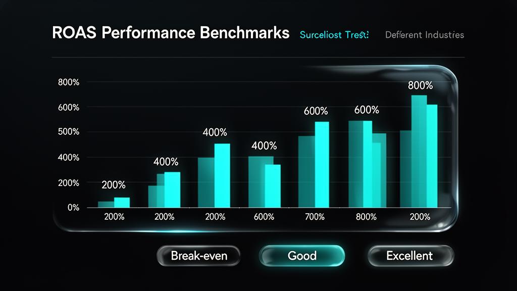 ROAS benchmark chart showing different performance levels across industries
